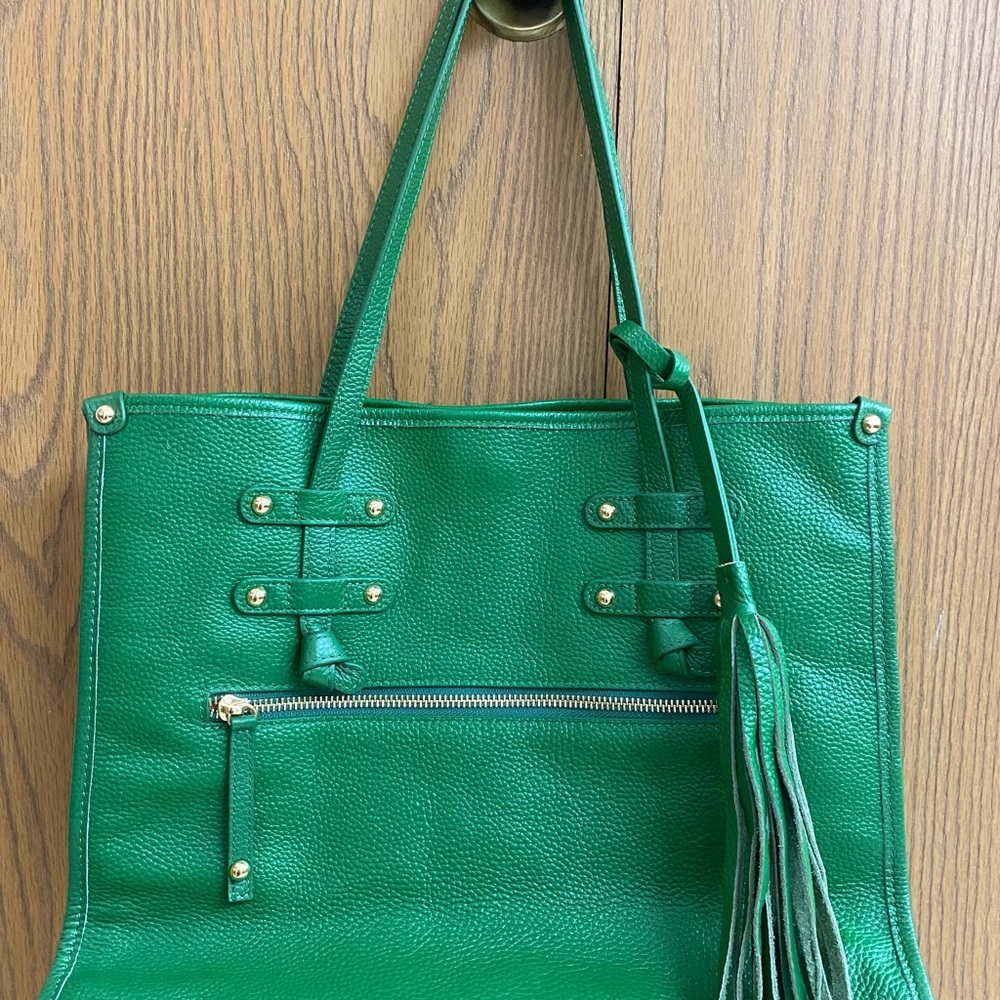 Laggo Green Leather Tote Bag